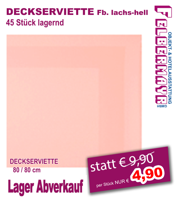 DECKSERVIETTE  Fb. lachs-hell